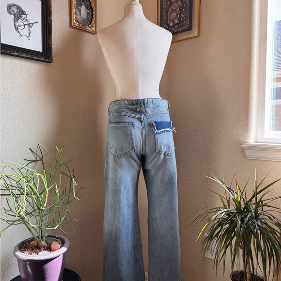 Anthropologie Pilot Blue Distressed Wide Leg Jeans - Picture 2 of 6